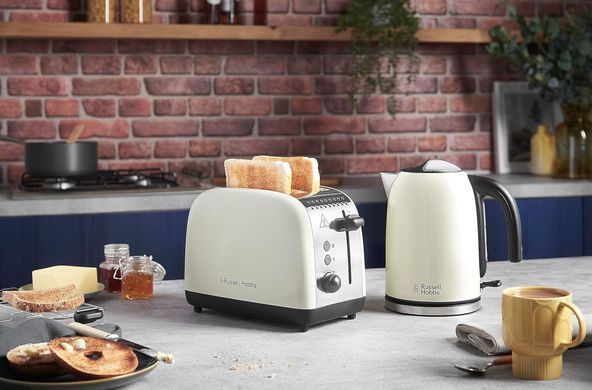 Russell Hobbs Тостер Colours Plus, 1600Вт, нержавейка, подогрев,разморозка, бежевый