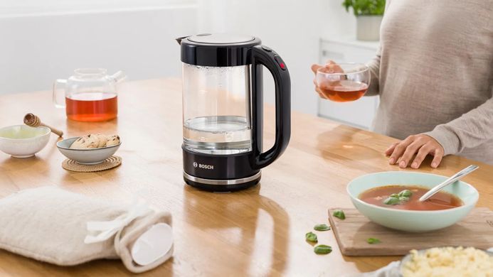 Bosch Електрочайник 1.7л, скло, чорний TWK70B03 фото