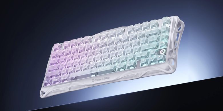 GravaStar Клавиатура механическая Mercury K1 Lite 80keys, GravaStar x BSUN Grey, BT/WL/USB, RGB, Crystal Aurora GSK1LITE_XTAL_AUROA фото