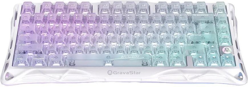 GravaStar Клавиатура механическая Mercury K1 Lite 80keys, GravaStar x BSUN Grey, BT/WL/USB, RGB, Crystal Aurora GSK1LITE_XTAL_AUROA фото