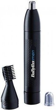 BaByliss Триммер для стрижки волос в носу и ушах, 2 насадки, черный E652E фото