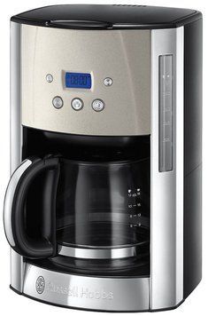 Russell Hobbs Кофеварка капельная Luna Stone, 1.5л, молотый, LED-дисплей, подогрев чашек, черно-серебристый 26990-56 фото