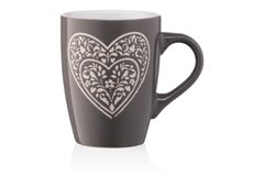 Чашка Ardesto Heart, 330 мл, темно-серая, керамика AR3467DGR фото