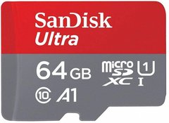 Карта памяти SanDisk microSD 64GB C10 UHS-I R100MB/s Ultra + SD SDSQUNR-064G-GN3MA фото