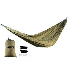 Гамак Neo Tools, материал нейлон 210T, до 200 кг, 330x140см, шнуры, сумка для переноски, зеленый 63-124 фото