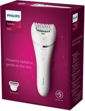 Philips Эпилятор 8000 series дисковый, аккумуляторный, пинцет.-32, влаж.+сух., с подсветкой, насадок-4, белый BRE710/00 фото