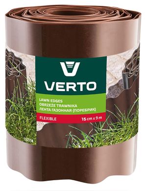 Лента газонная Verto, бордюрная, волнистая, 15см x 9м, коричневый 15G514 фото