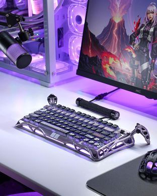 GravaStar Клавиатура магнитная Mercury V75 Pro 80keys, GravaStar x Gateron Jade Gaming, USB-A, 8k, RGB, Iron Purple GSV75PRO_PL фото