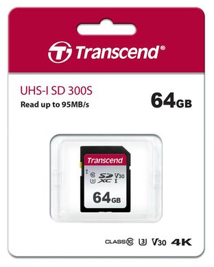 Карта пам'яті Transcend SD 64GB C10 UHS-I R100/W20MB/s TS64GSDC300S фото