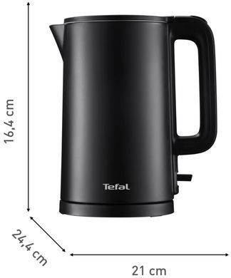 Tefal Електрочайник Thermo Protect, 1.5л, пластик, нержавіюча сталь, чорний KO1408E0 фото