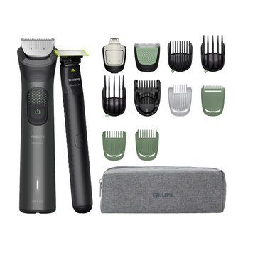 Philips Тример Series 9000, для обличчя, голови, тіла, акум., насадок-15, OneBlade в компл., сталь, сірий MG9531/15 фото