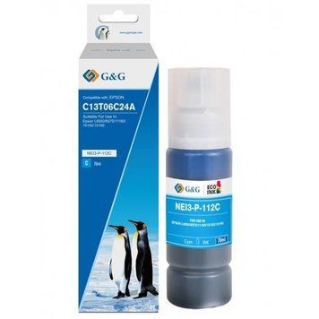 G&G Контейнер з чорнилом до Epson L15150/15160 Cyan pigm G&G-C13T06C24A фото