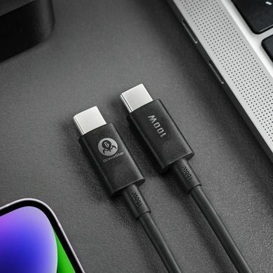 GravaStar Кабель USB-C > USB-C заряджання/синхронізації 1.5м, Type-C, 100w, чорний GRAVASTARTC_BLK фото