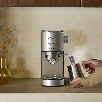 Krups Krups coffeee maker carob Virtuoso+ Tamping System 1l, hand capuchino maker, 15 bar, grey XP499EE0 фото