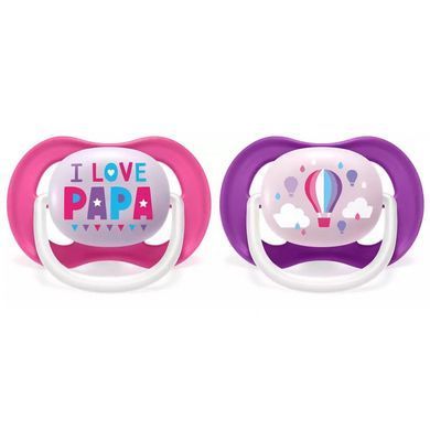 AVENT ПУСТУШКА ULTRA AIR 6-18МІС, ОРТОДОНТИЧНА, 2ШТ, I LOVE ДЛЯ ДІВЧАТ SCF080/04 фото