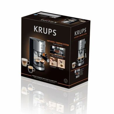 Krups Krups coffeee maker carob Virtuoso+ Tamping System 1l, hand capuchino maker, 15 bar, grey XP499EE0 фото
