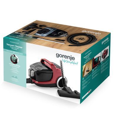 Gorenje container VC, 800W, dust cont -3.3L, HEPA, telescopic, red VC2202G4AHR фото