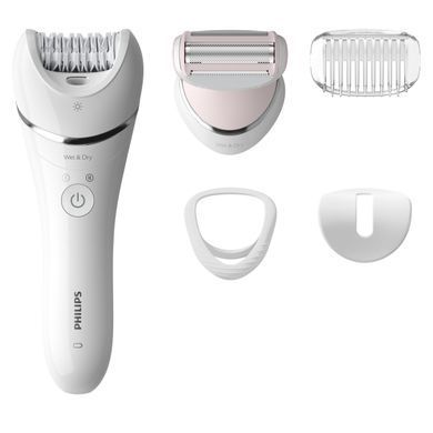 Philips Эпилятор 8000 series дисковый, аккумуляторный, пинцет.-32, влаж.+сух., с подсветкой, насадок-4, белый BRE710/00 фото
