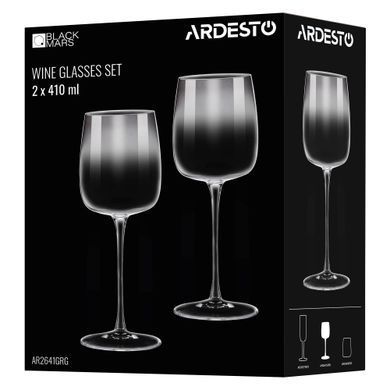 ARDESTO Wine glasses set Black Mars 410ml, 2pcs, glass, grey AR2641GRG фото