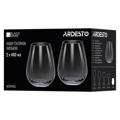 ARDESTO Набор стаканов низких Black Mars Orion 400мл, 2шт, стекло, серый AR2640GL фото