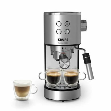 Krups Krups coffeee maker carob Virtuoso+ Tamping System 1l, hand capuchino maker, 15 bar, grey XP499EE0 фото