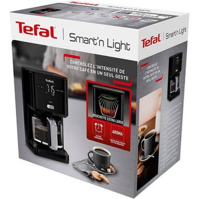 Кавоварка Tefal крапельна Smart&light, 1,25л, мелена, LED-дисплей, чорний CM600810 фото