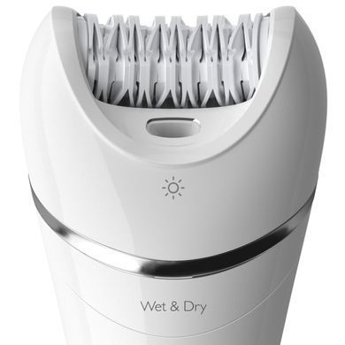 Philips Эпилятор 8000 series дисковый, аккумуляторный, пинцет.-32, влаж.+сух., с подсветкой, насадок-4, белый BRE710/00 фото
