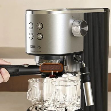 Krups Krups coffeee maker carob Virtuoso+ Tamping System 1l, hand capuchino maker, 15 bar, grey XP499EE0 фото