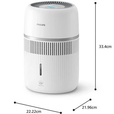 Philips Зволожувач повітря Philips традиційне зволоження, 44м2, 3.5л, 300мл/г, електр. кер-ння, дисплей. сенсор, білий