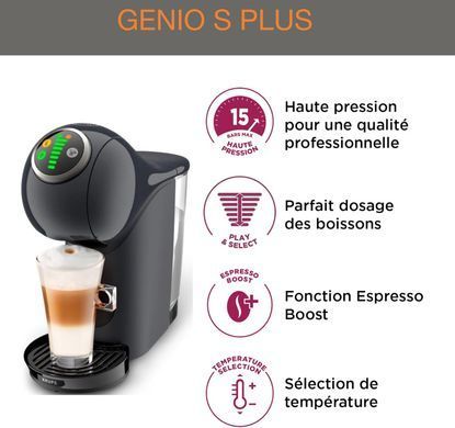Krups Кофеварка капсульная Dolce Gusto Genio S Plus, 1,8л, капсулы, сенсорное управл., темно-серый KP340B10 фото
