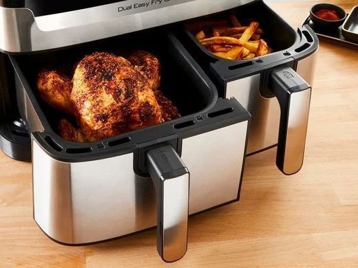 Tefal Мультипіч на 2 чаші Dual Easy Fry & Grill Air Fryer, 2700Вт, чаша-8,3 (5,2+3,1)л, сенсорне керування, 8 програм, гриль, пластик, нерж. сталь EY905D10 фото