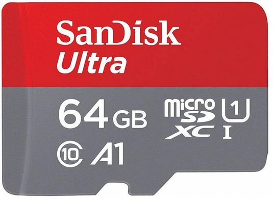 Карта пам'яті SanDisk microSD 64GB C10 UHS-I R100MB/s Ultra + SD SDSQUNR-064G-GN3MA фото