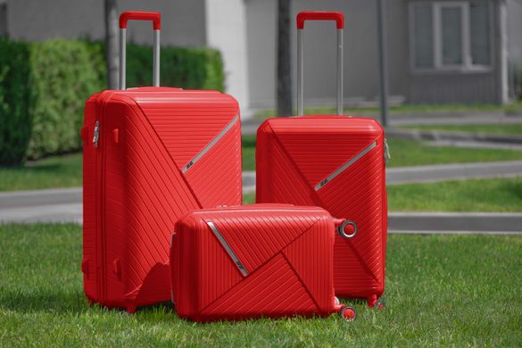 Набір пластикових валіз 2E, SIGMA,(L+M+S), 4 колеса, червоний 2E-SPPS-SET3-RD фото