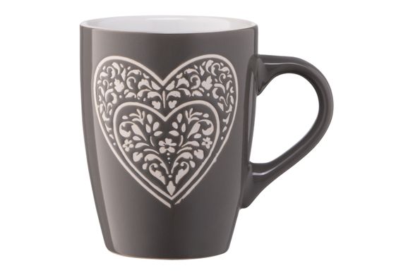 Чашка Ardesto Heart, 330 мл, темно-сіра, кераміка AR3467DGR фото