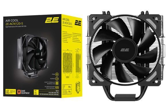 Процессорный кулер 2E Gaming Air Cool ACN120-S, LGA1700, 1366, 1200, 115X, 775, AM5, AM4, AM3, AM3+, AM2, AM2+, FM2, FM1, 4pin PWM, TDP 180W 2E-ACN120-S фото