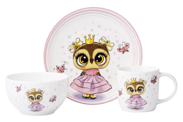 Набор детской посуды Ardesto Princess owl 3 пр., фарфор AR3453OS фото