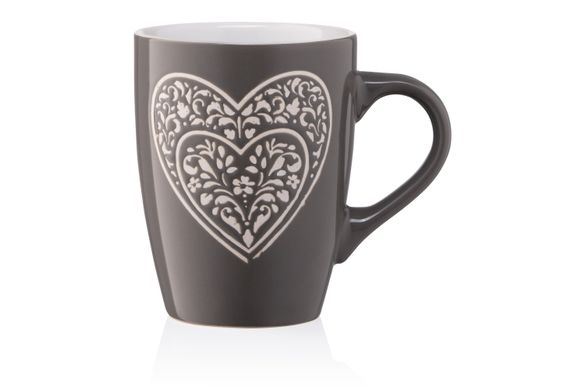 Чашка Ardesto Heart, 330 мл, темно-сіра, кераміка AR3467DGR фото
