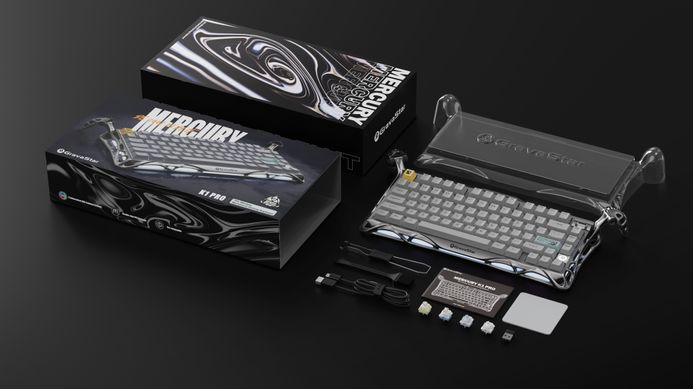 GravaStar Клавиатура механическая GravaStar Mercury K1 Pro 80keys, GravaStar x Kailh Speedy Mint, EN/UKR, BT/WL/USB, сірий GSK1PRO_GRY фото