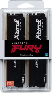Kingston Память ПК DDR5 32GB KIT (16GBx2) 5200 FURY Beast Black EXPO KF552C36BBEK2-32 фото
