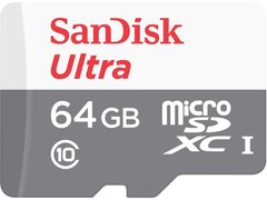 Карта пам'яті SanDisk microSD 64GB C10 UHS-I R100MB/s Ultra SDSQUNR-064G-GN3MN фото