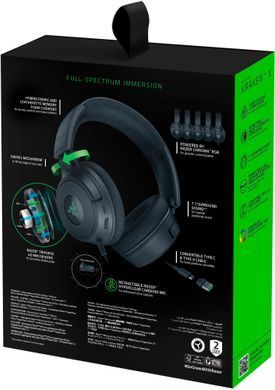 Razer Гарнитура игровая Kraken V4 X, 7.1, USB-A, 1.8м, RGB, чёрный RZ04-05180100-R3M1 фото