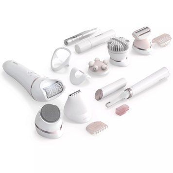 Philips Епілятор Beauty Set Series 9000 дисковий, акумуляторний , пінцет.-32, волог.+сух., насадок-8, футляр, пінцет, тример, білий BRE740/90 фото