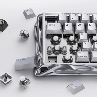 GravaStar Клавіатура магнітна Mercury V60 Pro 60keys, GravaStar Blackcore, USB-A, 8k, RGB, Chrome Silver GSV60PRO_XTAL_SLV фото