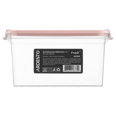ARDESTO Контейнер для зберігання харчових продуктів ARDESTO Fresh 1.2л, пластик, прямокутна, рожевий AR1304P фото