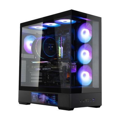 Zalman Корпус P40 DS без БП, 2xUSB3.0, 1x Type C, 3x120мм ARGB Reverse, 1x120мм ARGB, VGA 420мм, LCS ready, TG Side/Front Panel, Display, ATX, чёрный P40DSBLACK фото