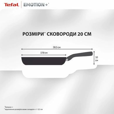 Tefal Tefal Frying Pan, Emotion+, 20cm, stainless steel, bakelite, black E3270244 фото