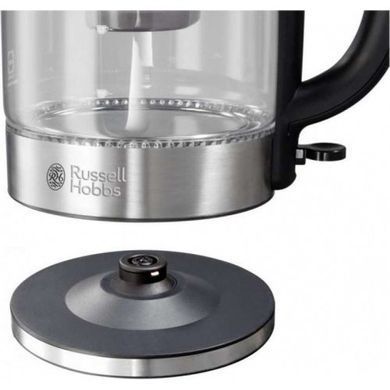 Электрочайник Russell Hobbs Glass, 1.7л, стекло , подсветка, серебристо-черный 21600-57 фото