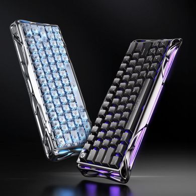 GravaStar Клавіатура магнітна Mercury V60 Pro 60keys, GravaStar Blackcore, USB-A, 8k, RGB, Chrome Silver GSV60PRO_XTAL_SLV фото