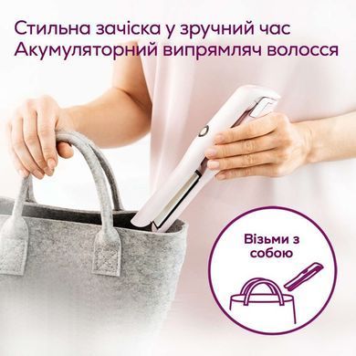 Beurer Выпрямитель беспроводной, mini-USB, 25Вт, темп.режимов-3, >200С, заряд на 20мин, керамика, турмалин, розовый HS_20 фото