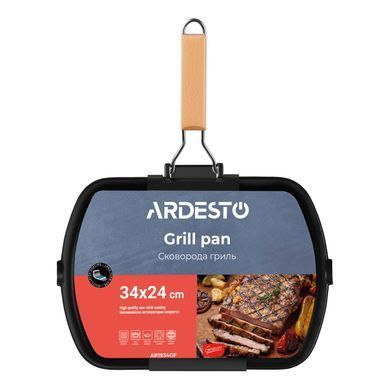 Сковорода гриль Ardesto Gemini Baceno 34*24 см, чорний, алюміній AR1934GF фото